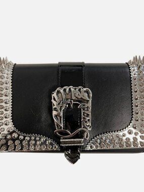 Christian Louboutin Women's Black Paloma Giddy Leather Spikes Clutch Bag
